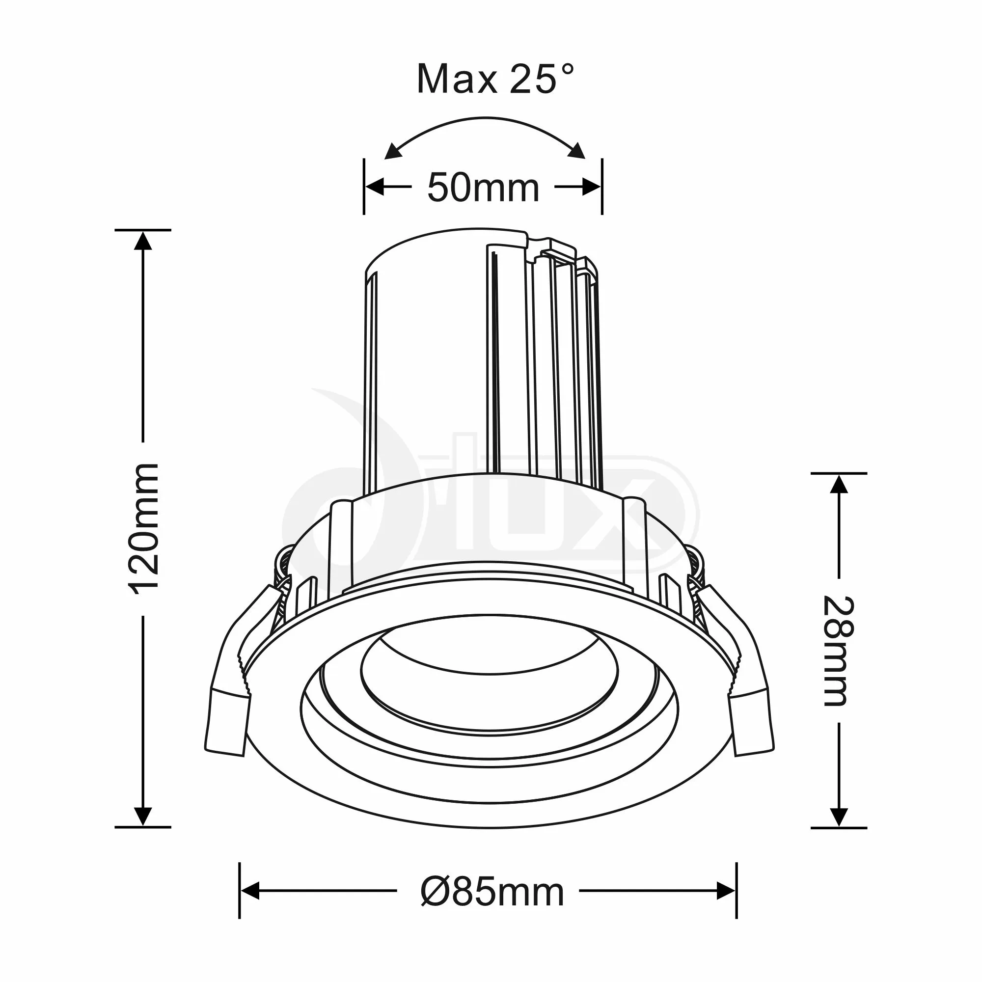 Beppe A 10 Tridonic Powered 10W 2700K 710lm 36° CRI>90 LED Engine White Stepped Adjustable Recessed Spotlight, IP20 DM201242  Dlux Beppe A 10